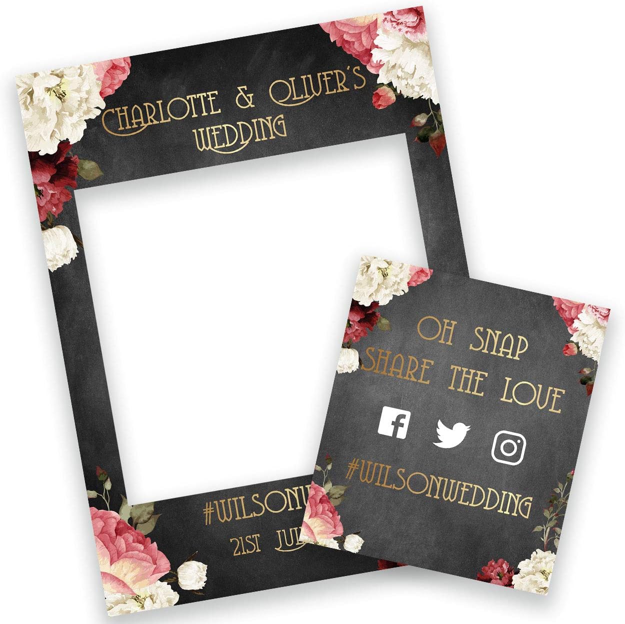 Personalised Wedding Selfie Frame Photobooth Prop Decoration for Creating Fabulous Memories of Your Special Day - Chalkboard