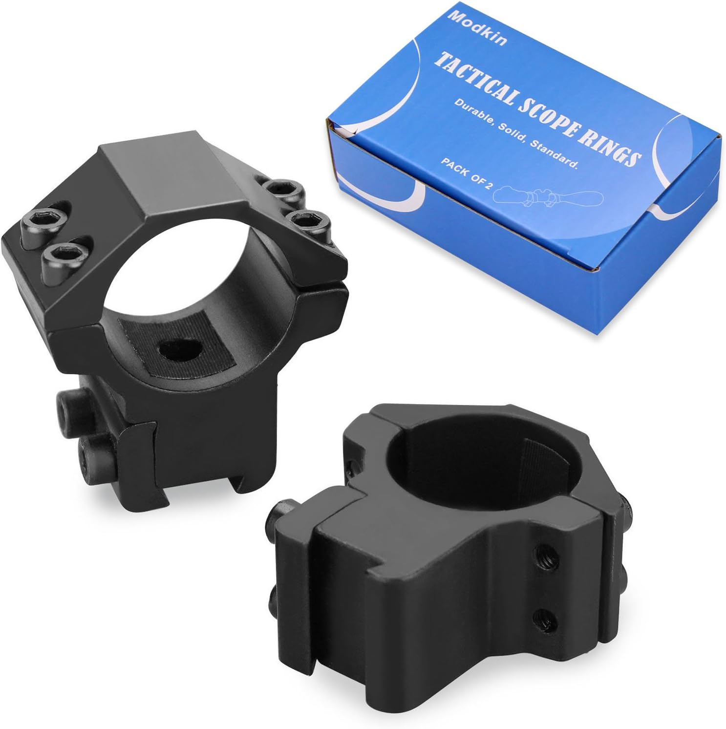 Modkin 1'' Dovetail Scope Rings, Medium Profile Scope Mounts for 11mm Dovetail Rails - 2 Pieces (One has Stop pin) : Sports & Outdoors