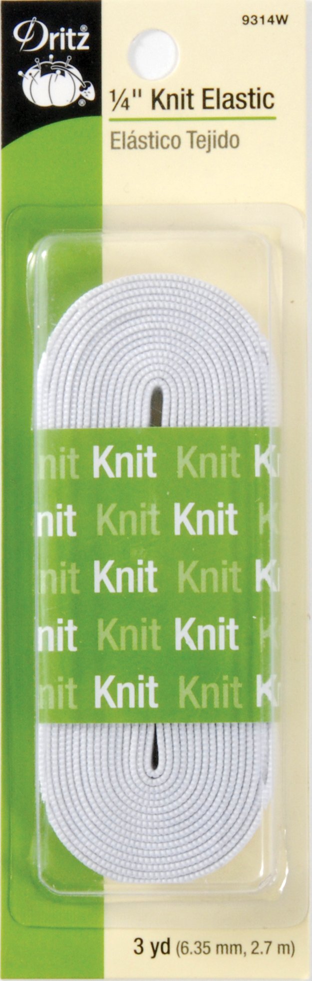 Dritz Knit Elastic, 1/4-Inch by 3-Yards, White
