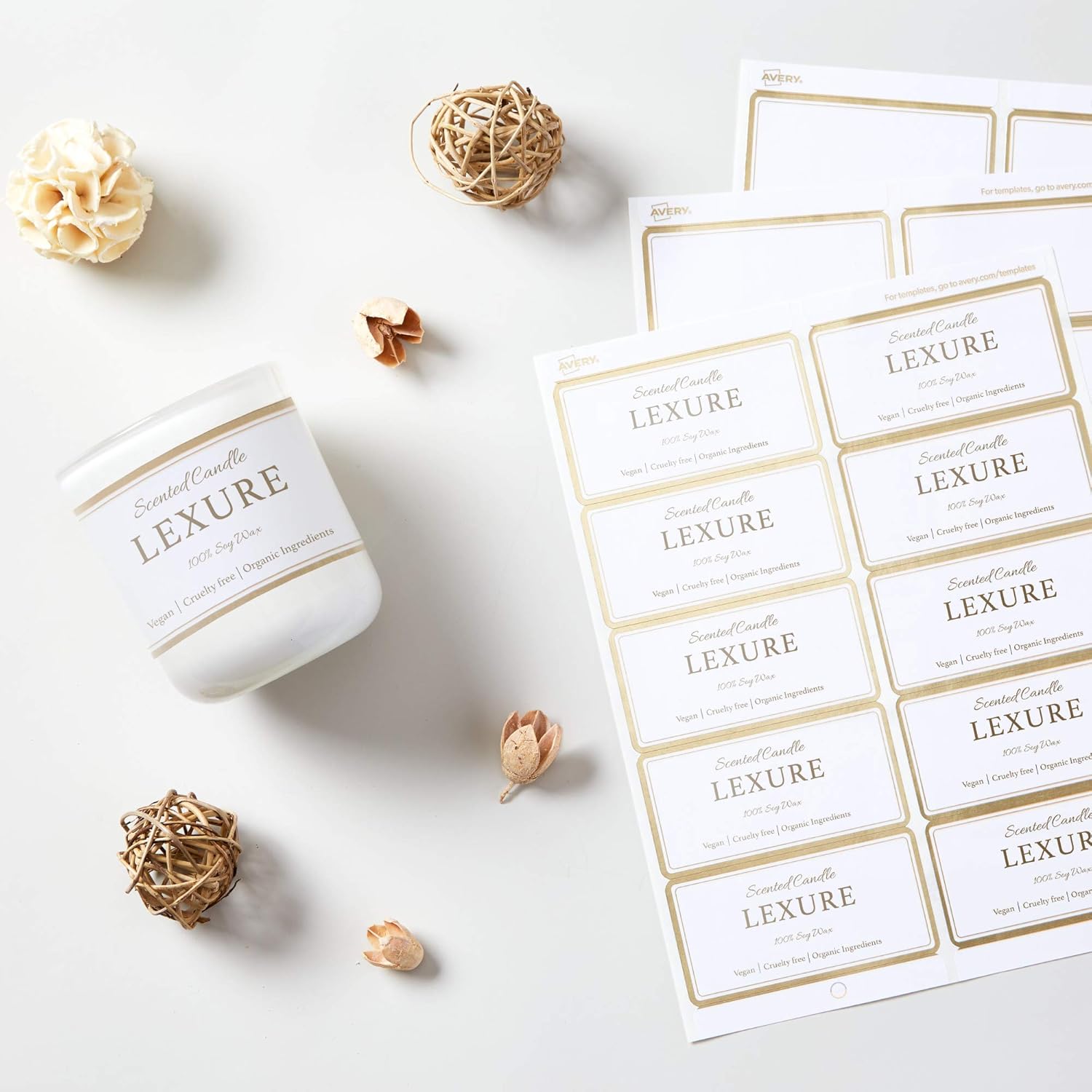 Avery Shipping Labels, Matte White with Metallic Gold Borders, 2" x 4", 100 Blank Shipping Labels (6541) : Office Products