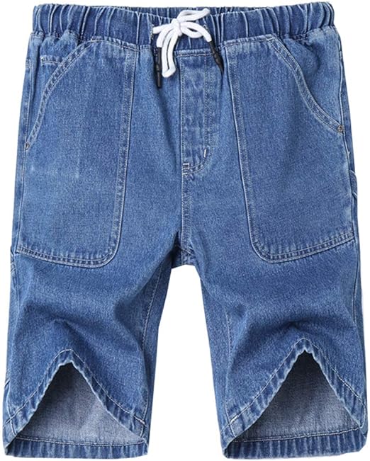 mens denim shorts with elastic waist and drawstring