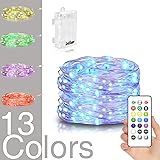 Homestarry LED String Lights,Battery Powered Multi Color Changing String Lights With Remote,50leds Indoor Decorative Silver Wire Lights for Bedroom ,Patio,Outdoor Garden,Stroller,Christmas Tree.(16ft)