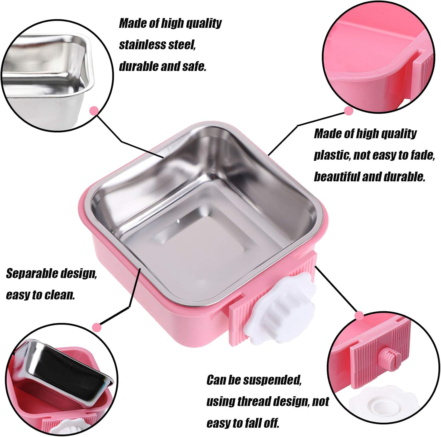 Tfwadmx Cat Food Bowl for Cage, Small Pet Hanging Removable Water Dish Feeding Cup with Holder Small Cleaning Broom Set for Dog Puppy Rabbit Chinchilla Guinea Pig. : Kitchen & Dining