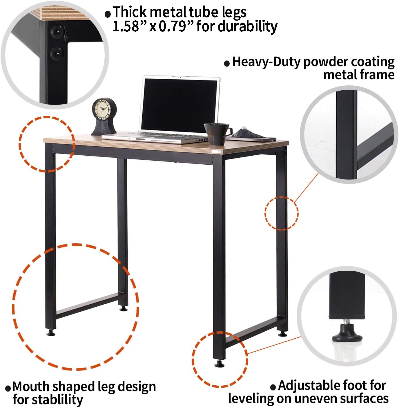SOFSYS 31" Computer Writing Desk Workstation Table Home Office Design for Video Gaming, Designers and Entrepreneurs, Small Desktop with Sturdy Metal Frame, Oak/Black: Kitchen & Dining