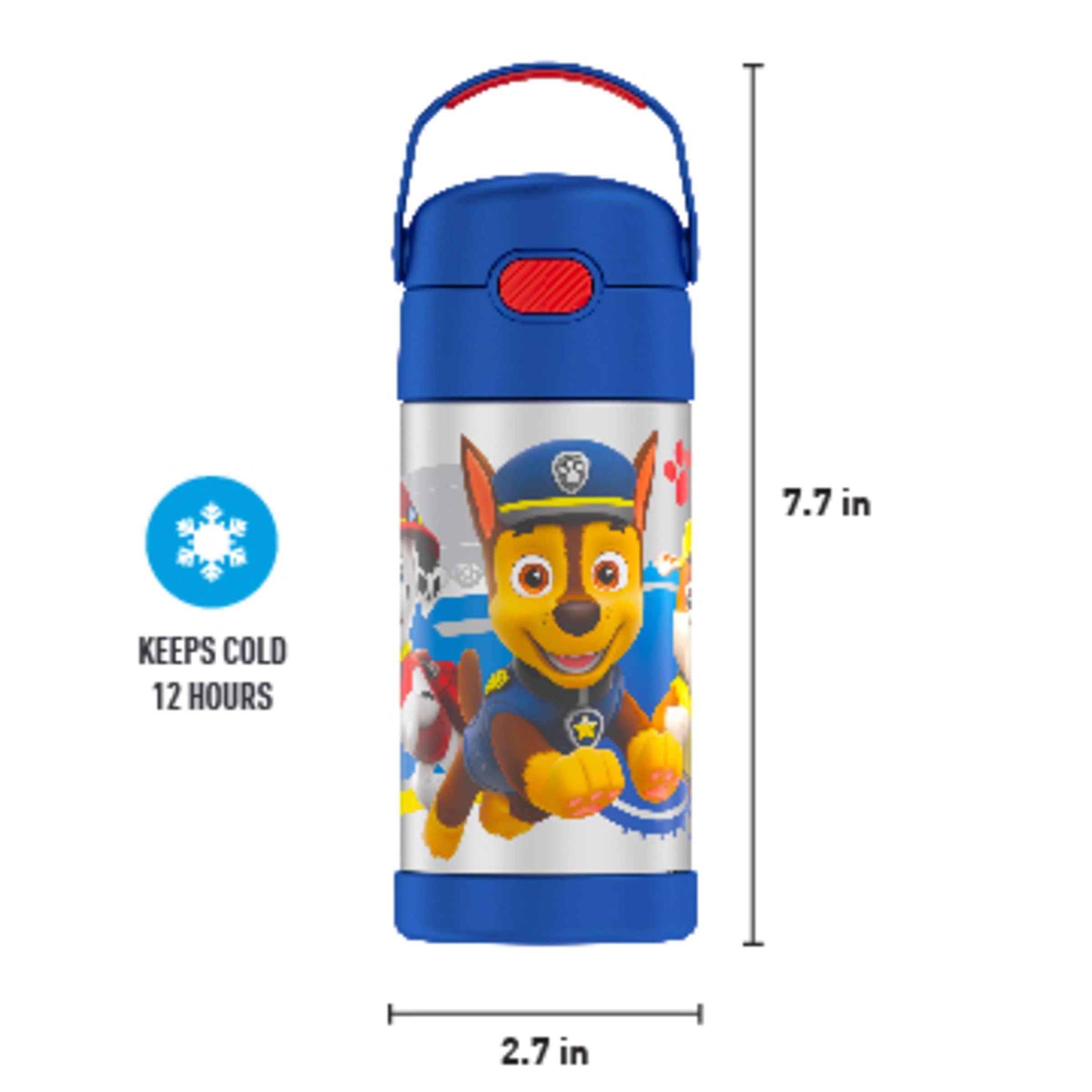 THERMOS FUNTAINER 12オンス ステンレススチール 真空断熱キッズストローボトル ブルー パウパトロール