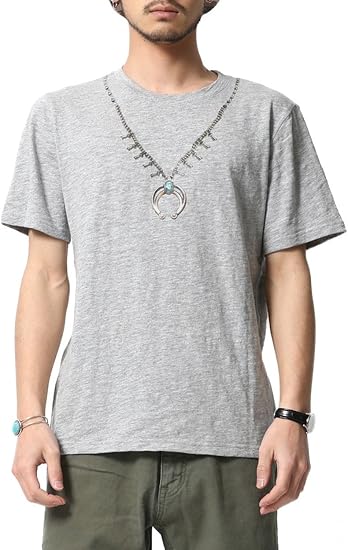 Amazon 半袖tシャツ メンズ ネックレスプリント M グレー Tシャツ