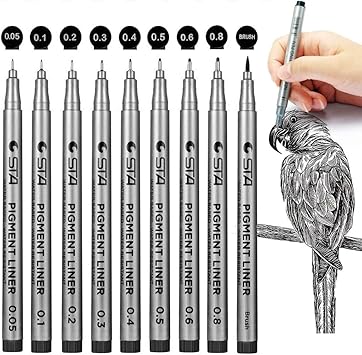 Black Fineliner Pens Surcotto Set Of 9 Fine Liners Pigment Liner Waterproof Micro Pens Drawing Pens For Bullet Journal Technical Drawing Office Documents Illustration Manga Amazon Co Uk Office Products