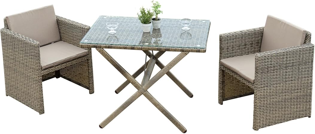 Amazon De Gartenmoebel Einkauf Balkonset Avola Xxl 7 Teilig Rattan Natur Mit Polstern