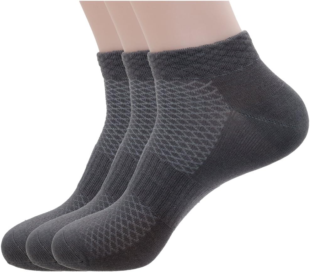 PEARL CARE Men's Pearl Fiber Anti-Odor Antimicrobial Breathable Mesh Nonslip No Show/Low Cut/Ankle Socks (Pack of 3)