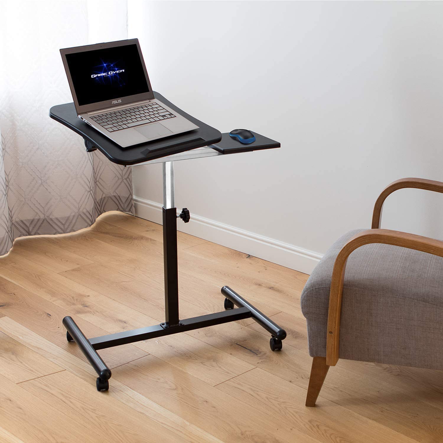 Buy AZOD Laptop Desk Overbed Table with Wheels Rolling Bedside Table
