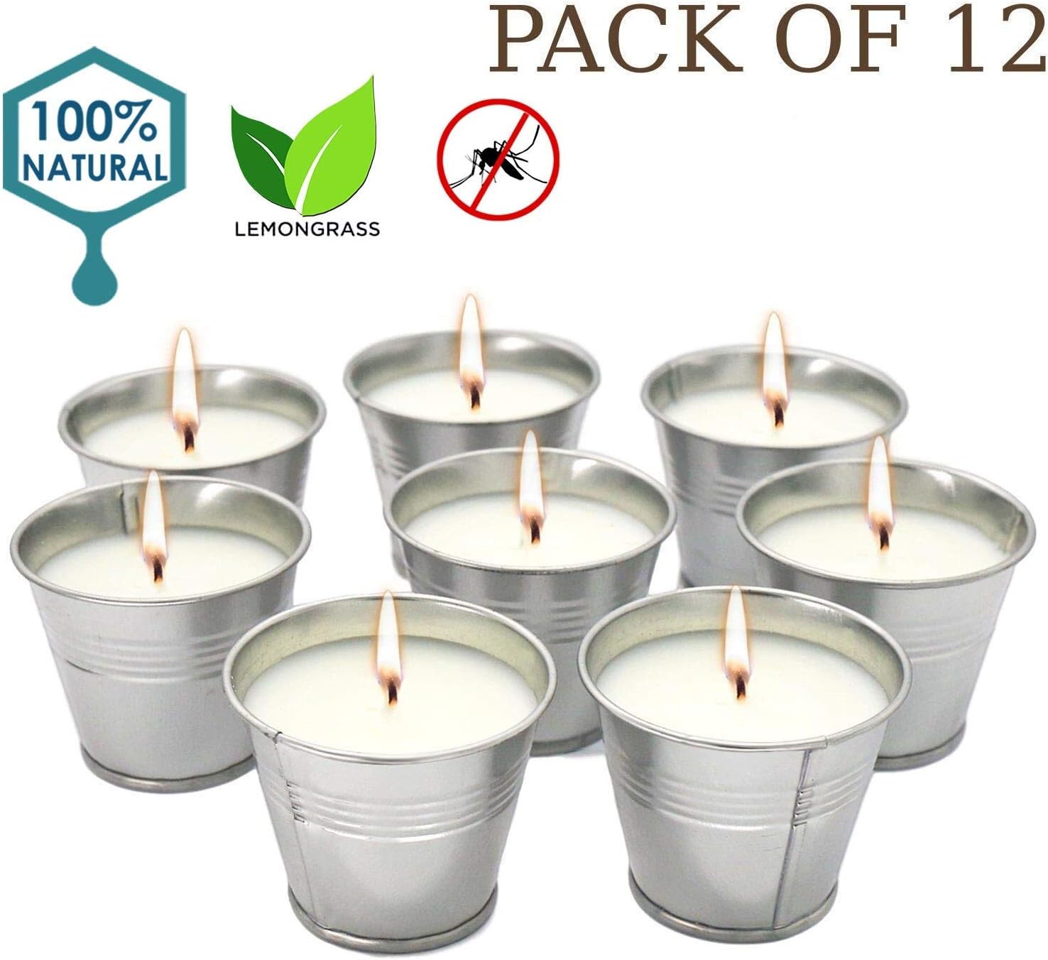 XYUT Citronella Scented Candle Scent in a Mini Tin Bucket, (12 Pack)