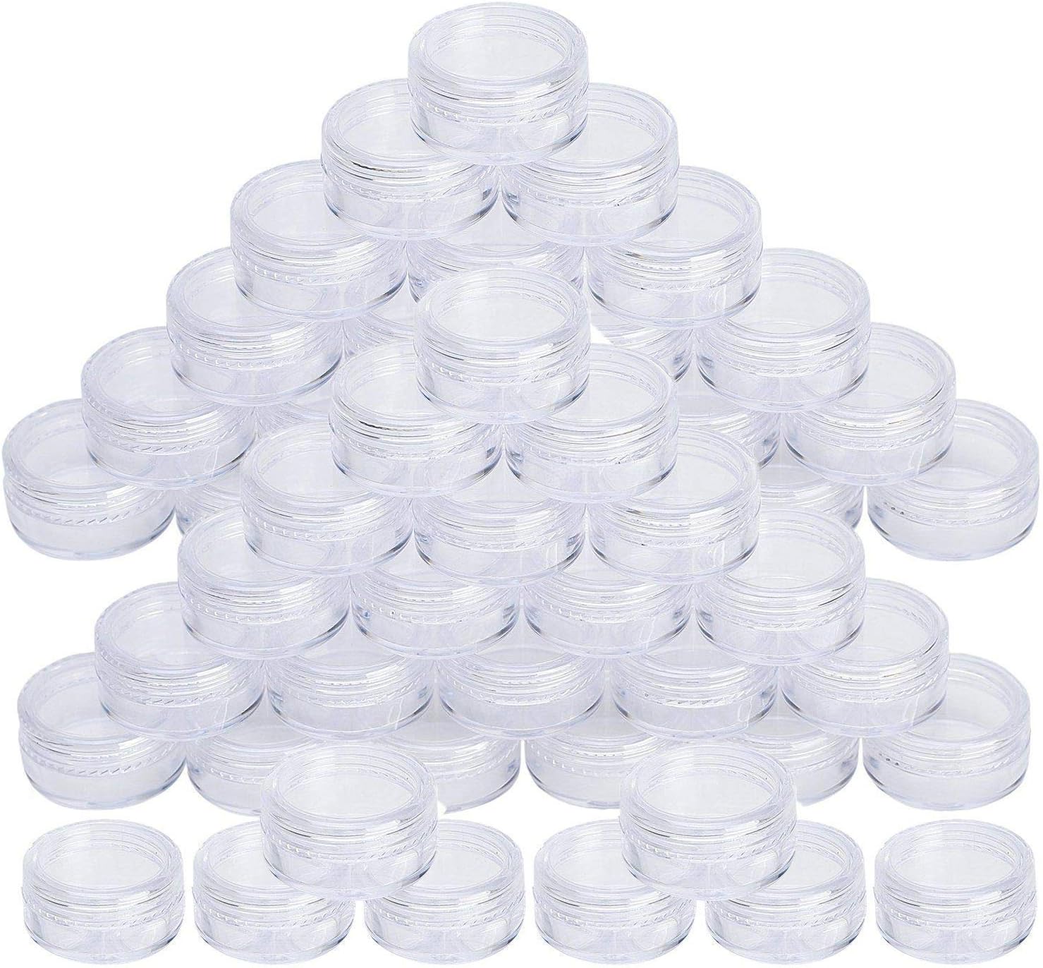 50 PCS 5 ML Empty Cosmetic Jars Travel Sample Pots Clear Round with Lids for Women Creams Sample Make-up Storage