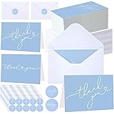 Supervitae 100 Pack Light Blue Thank You Cards Bulk with Envelopes and Stickers 3.5 x 5 Inch Thank You Cards for Baby Shower Wedding Bridal Shower Business Holiday