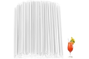 100Pcs Plastic Straws, 7.5 * 0.24in/19 * 0.6cm Individually Wrapped Plastic Disposable Straws for Coffee, Protein Shake, Juic