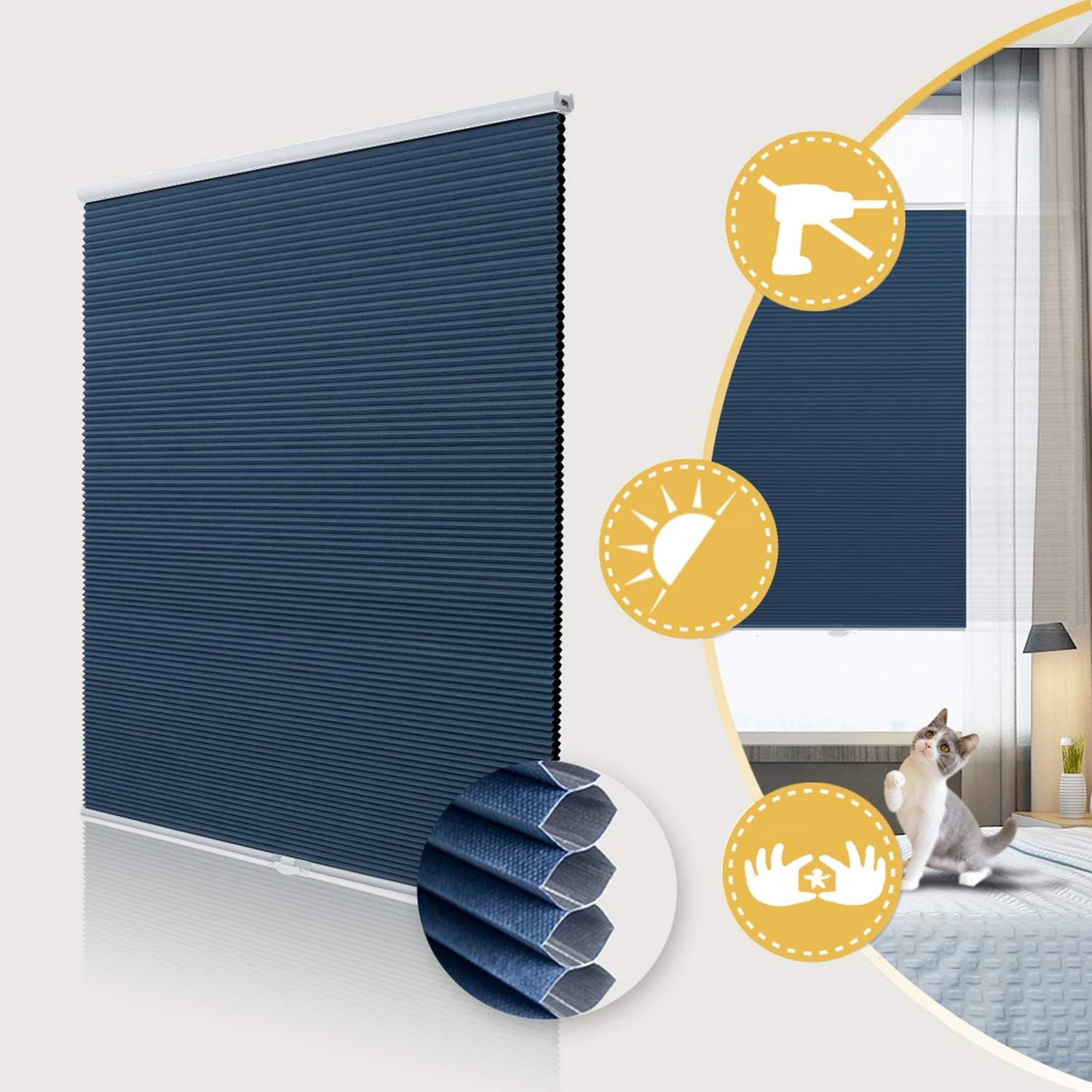 Amazon.de: Deswell Wabenplissee ohne Bohren verdunklung doppelplissee ...