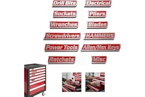 12 Pack of Magnetic Toolbox Labels, 3D-Printed Tool Box Labels, General Tool Box Organize Accessories, Reusable Tags for Stee