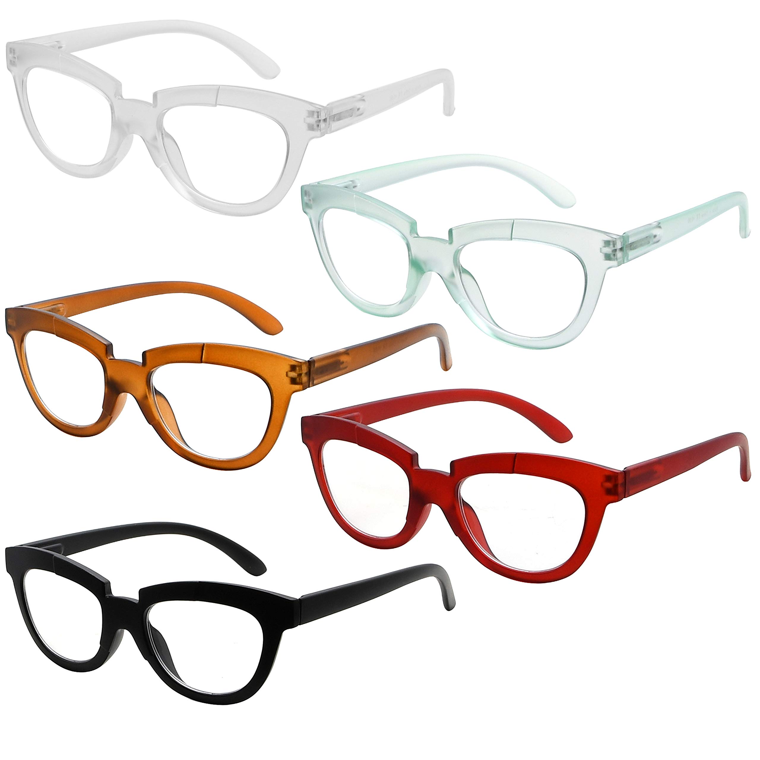 Eyekeeper Reading Glasses for Women 5-Pack Half Moon Ladies Readers +2.00