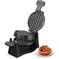 Waffle Maker, Belgian Waffle Maker Iron 180° Flip Double Waffle, 8 Slices, Rotating & Nonstick Plates, Removable Drip Tray, C