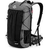 Naturehike Rock 45L Internal Frame Hiking Backpack with Rain Cover, Black | 2.33 lb Lightweight Backpacking Pack with Rain Cover, Hydration Compatible