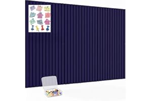 Aipiahio 6 Pack Large Cork Felt Board Alternative for Wall, 36" x 24"Felt Wall Tiles with Safe Removable Adhesive Tabs, 40 Pushpins,Cork Board for Office Essentials Pin Tack Cork Boards, Dark Blue