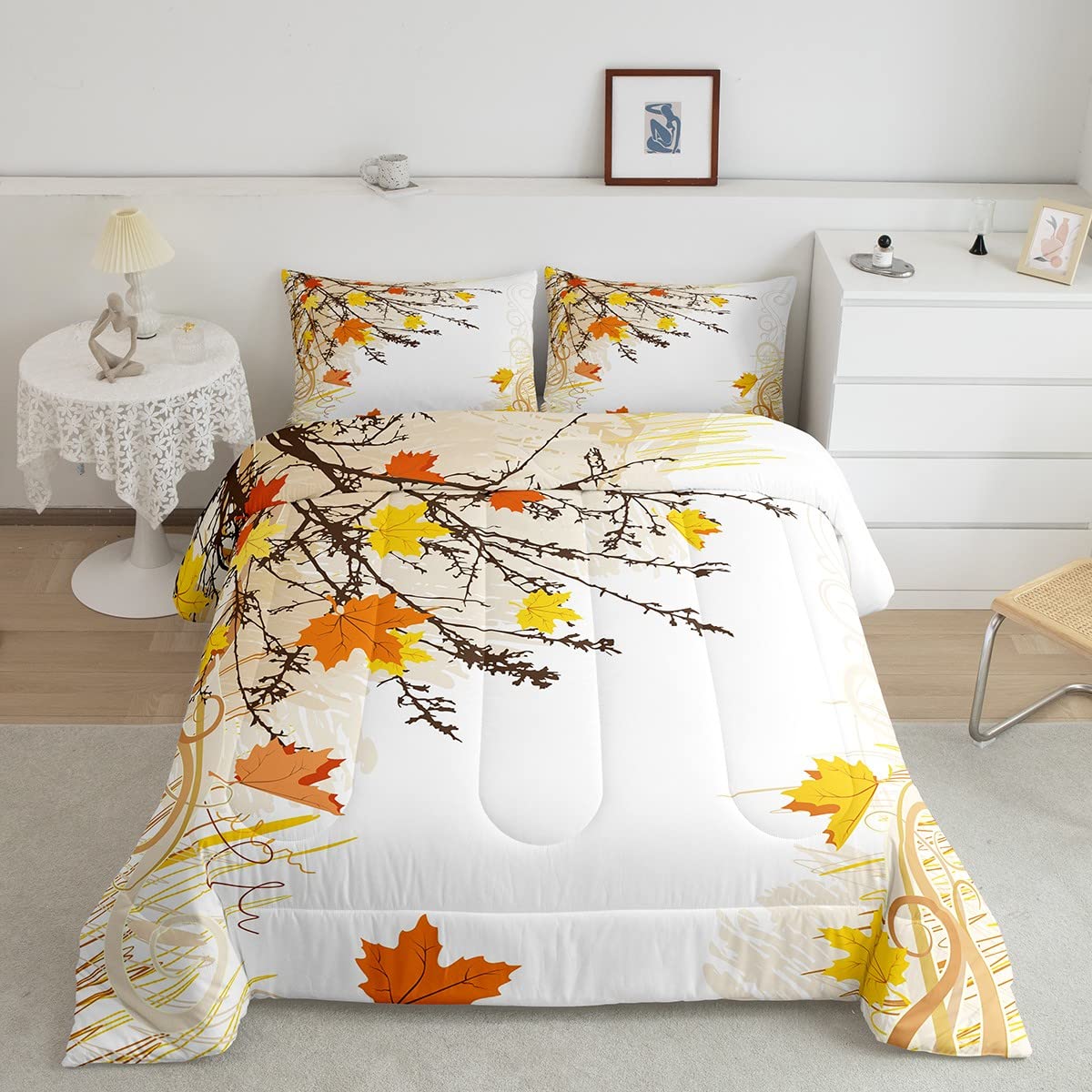 Erosebridal Fall Leaves Comforter Set Queen