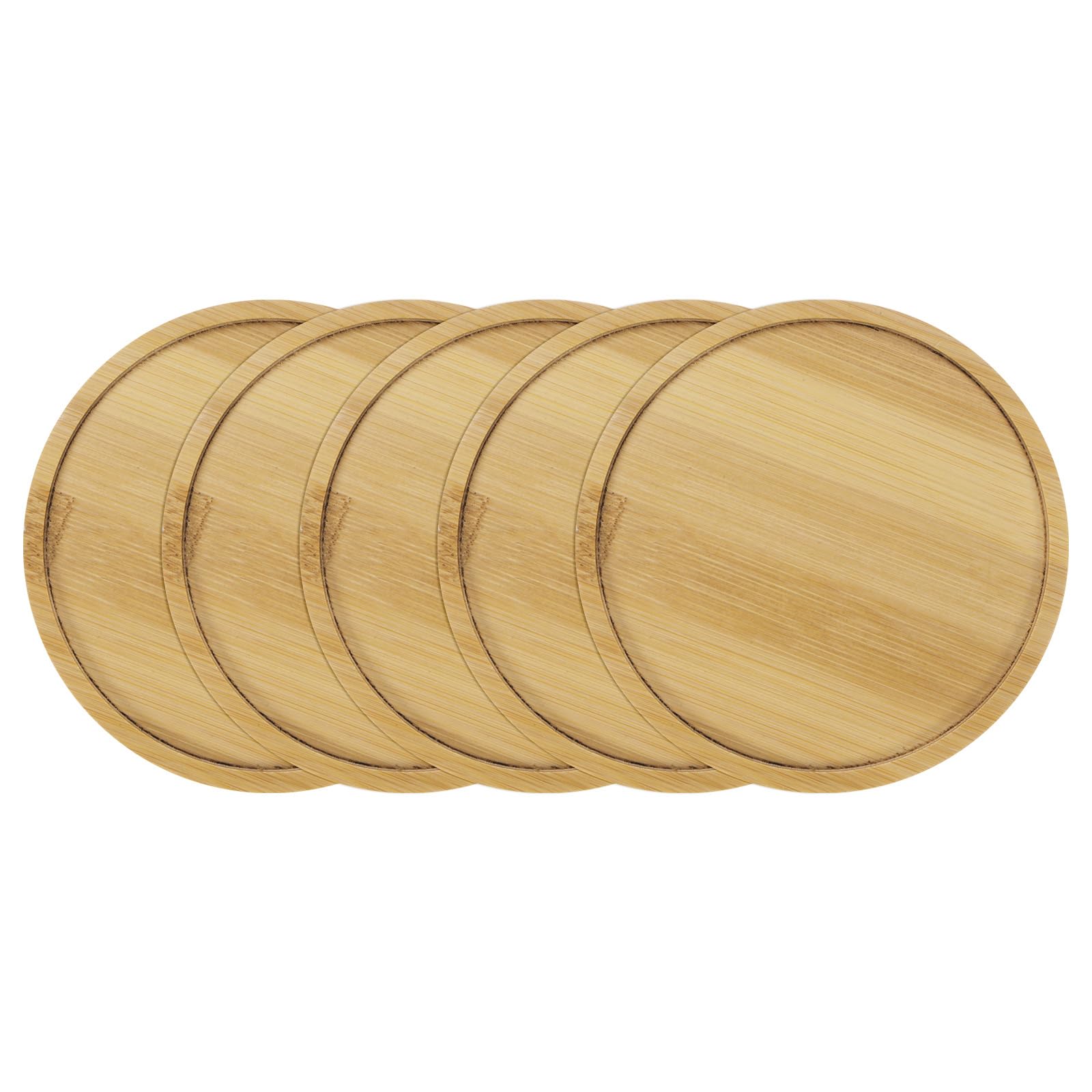 M METERXITY 5-Pack Bamboo Plant Saucer, 4.3 Inch ID Plant Saucer Round Bamboo Tray Plant Plates for Flower Pots/Succulent Pots, Planter Pot Tray [Natural Color]