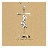 CLY Jewelry Cross Gift Necklace Laugh Hope Silver