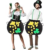 Breathffy St Patrick's Day Pot of Gold Costume Leprechaun Shoulder Strap Patrick and Gold Coins Shamrocks for Men Women