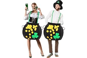 Breathffy St Patrick's Day Pot of Gold Costume Leprechaun Shoulder Strap Patrick and Gold Coins Shamrocks for Men Women