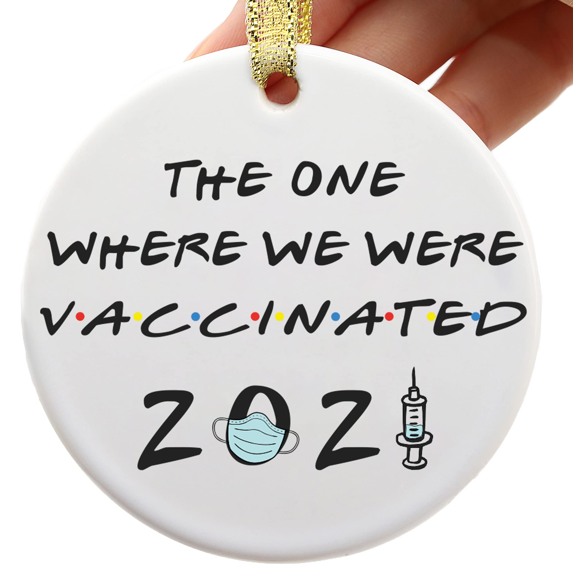 Two-Side Printed 2021 Ornament Quarantine, Friends