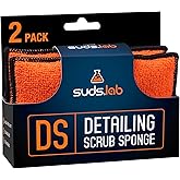 Suds Lab DS Microfiber Detailing Scrub Pad 2 Pack - Car Interior Cleaning & Detailing Microfiber Scrub Pads - Safe On Leather, Vinyl, Plastic, Etc.