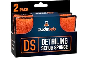 SUDS.LAB Suds Lab DS Microfiber Detailing Scrub Pad 2 Pack - Car Interior Cleaning & Detailing Microfiber Scrub Pads - Safe On Leather, Vinyl, Plastic, Etc.