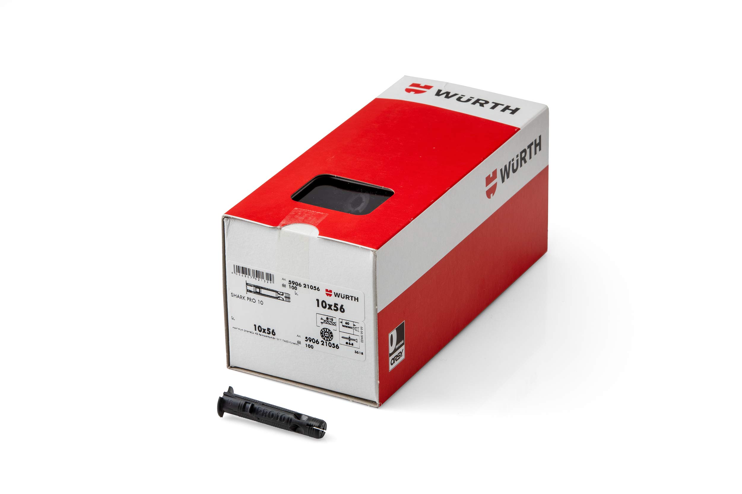 Würth Shark Pro Plastic All-Purpose Dowels 10 x 56 mm Shark Pack of 100