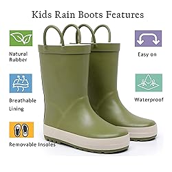 LANCDON Toddler Rain Boots for Boys and Girls