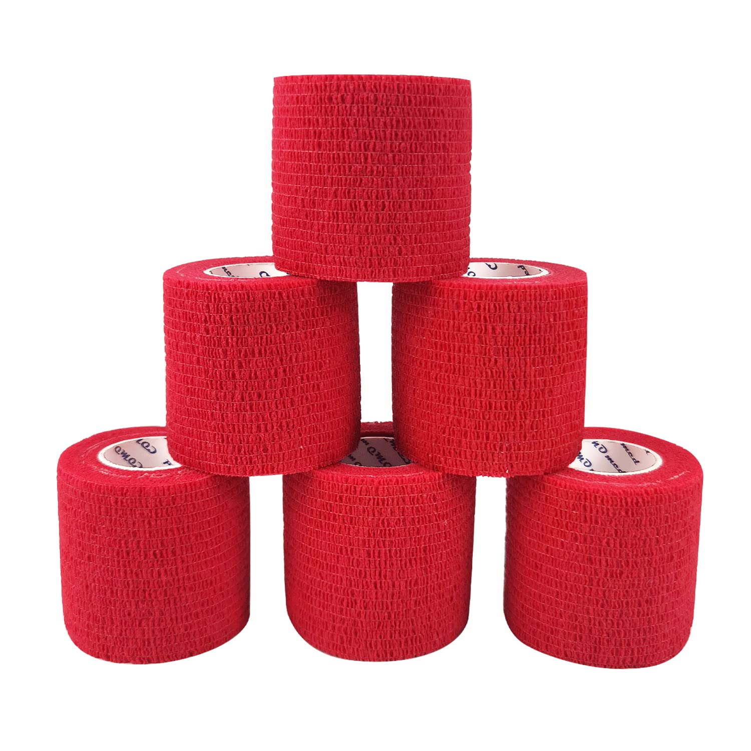 COMOmed Cohesive Bandage Cohesive Tape Adhesive Bandage Tape Plasters 5cm 6 Rolls Red