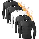 5 Pack Thermal Compression Shirts Men, Base Layer Top Sport Gear, Fleece Lined Long Sleeve Underwear for Cold Weather