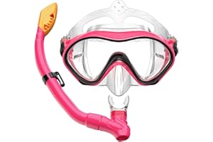ADICOP Kids Snorkel Set for Boys Girls Youth Junior Age from 5-13 Years Old Upgraded Dry Top Snorkel Mask Snorkeling Gear with Carrying Bag for Pool Swimming Diving Water Park Beach Vacation