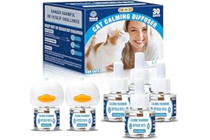 SHIUMORE Cat Calming Pheromones Diffuser: 6-in-1 Kit Cat Appeasing Pheromone Diffuser to Calm (2 Plugin+4x48ml Refills) for Comfort Reduces Stress Anxiety, Long-Lasting Appeasing Pheromone for Pet Cat (6in1)