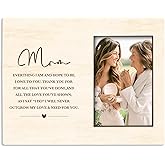 Wooden Picture Frame - Words To Mom - With Back Metal Support,Birthday Gifts For Mom Mother From Daughter Son,Mother’Day Gifts,Home Office Farmhouse Shelf Table Desk Decoration And Accessories-A08
