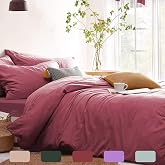 COUTUREBRIDAL Rose Red Duvet Cover Queen Hot Pink Bedding Set Soft 3 Pcs | Breathable, Comfort, Microfiber, Minimalist Style, Hidden Zipper, 4 Corner Ties, Easy Care, OEKO-TEX Certified