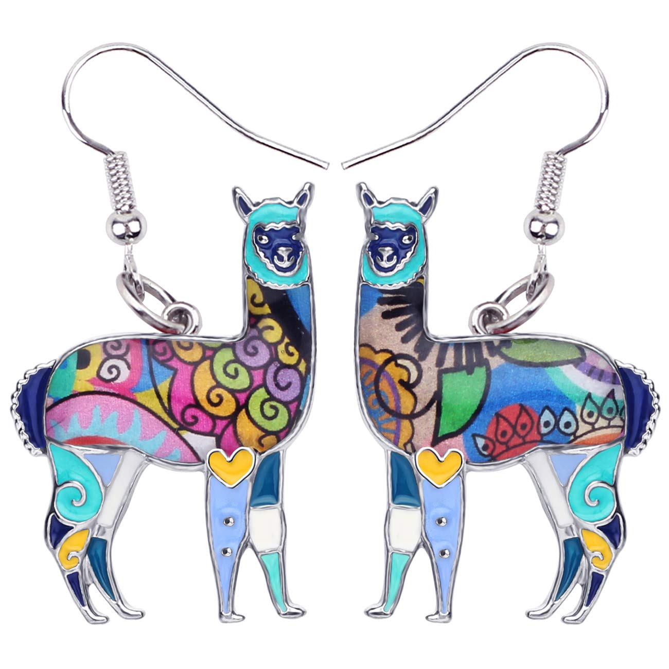 Enamel Alloy South America Alpaca Earrings llama Drop Dangle Fashion Jewelry For Women Girls Charms Gift (Blue)