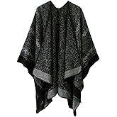 Women's Vintage Pattern Open Front Poncho Cape Shawl Winter Shawl Wraps