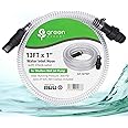 Green Expert 1 Inch ID Suction Hose with Non-Return Valve for Shallow Well Pump Water Intake NPT 1" Threaded Adapter Full Inlet Pipe Kit Ready for Quick Start to Garden Pumps Transparent
