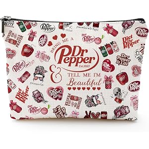 NONETH Pepper Merch Makeup Bag, Dr Drinks Lover Cosmetic Case Tell Me I’m Beautiful, Funny Gift for Dr.P Soda Fan, Cute Trave