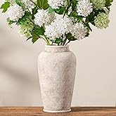 Ceramic Large Flower Vase, 11 Inch Tall White Rustic Vase Farmhouse Decorative Vase Floral Pottery Vases for Home Decor Table Living Room Entryway Mantel Bedroom Bathroom Kitchen - Rustic White