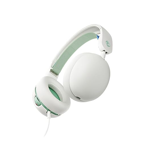 Skullcandy Grom Wired Headphones, Volume-Limiting Audio, Comfortable Over-Ear Fit, Foldable, Designed for Kids 6+, Convenient for Travel with 3.5mm Plug, Built-in Microphone - Bone Seafoam