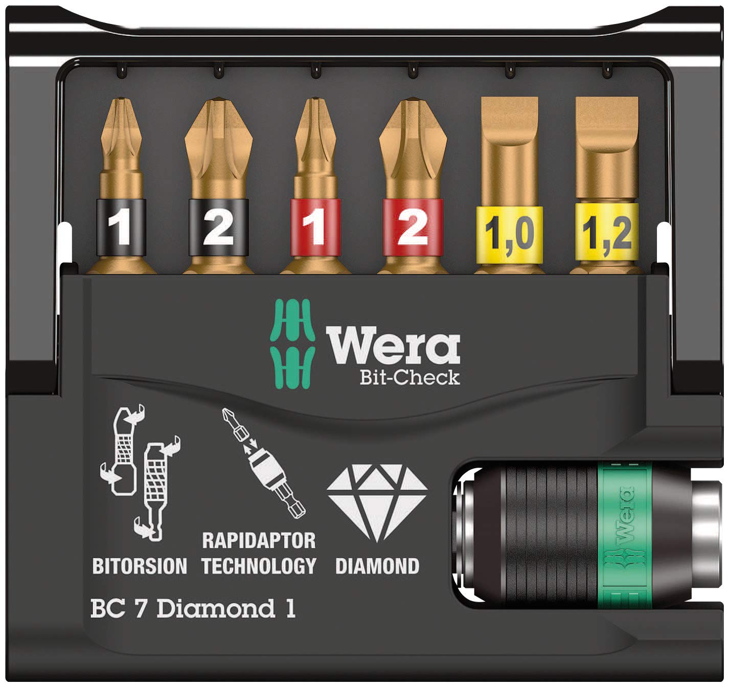 Wera 05073419001 Bit Check 7 Diamond 1 SB Carded Bit Set (7-Piece)