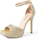 DREAM PAIRS Women's Stiletto High Heels Platform Ankle Strap Square Open Toe Dress Sexy Sandals
