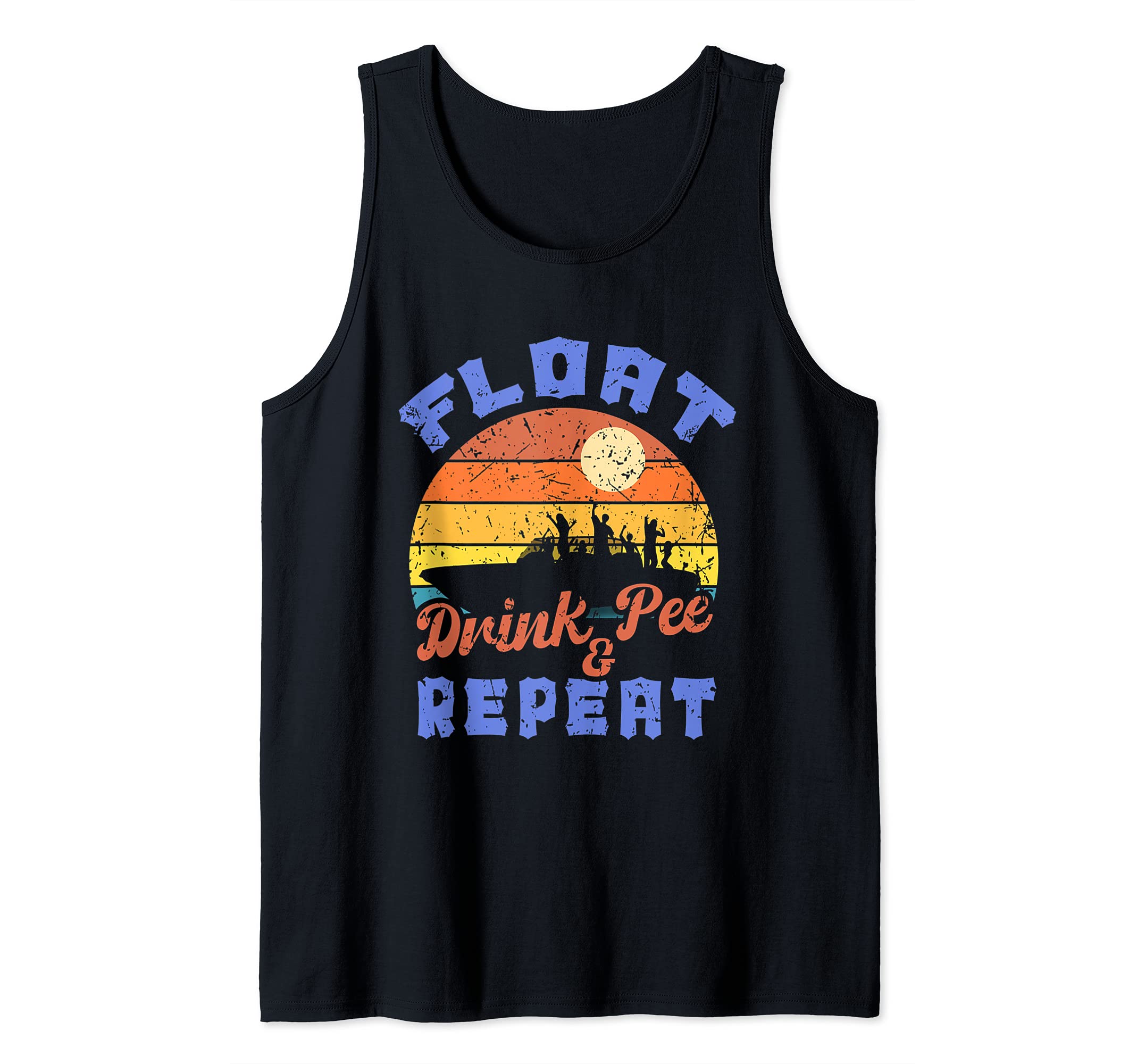 Float Drink Pee Repeat Funny Summer Vacation Beach & Party Tank Top