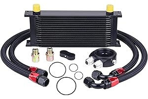 EVIL ENERGY 16 Row Oil Cooler Kit, 10AN Transmission Engine Cooler British Radiator Universal Aluminium Black